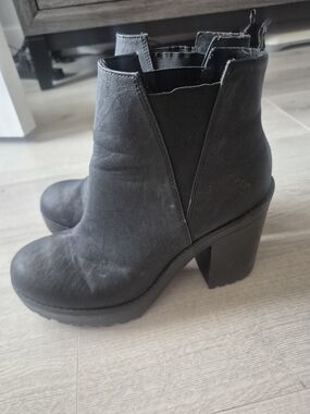 Divided Black Chunky Heel Ankle Booties